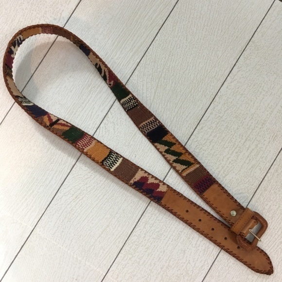 Needlepoint and Leather Belt - Picture 1 of 4